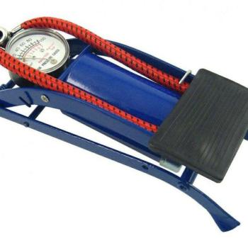1 hengeres fém lábpumpa nyomásmérővel - kék kép