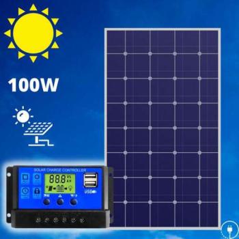 100W napelem + töltésvezérlő / napelemes szigetüzem kép