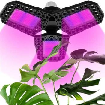 108LED-es háromágú kihajtható növénynevelő lámpa, E27, LED UV fény kép