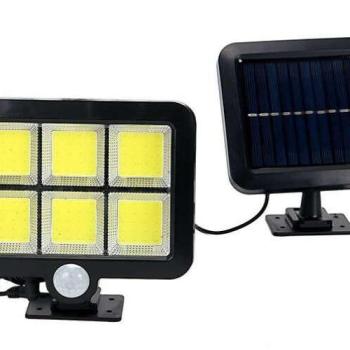 120LED -es / 6 COB LED-es erős fényű napelemes, mozgásérzékelős k... kép