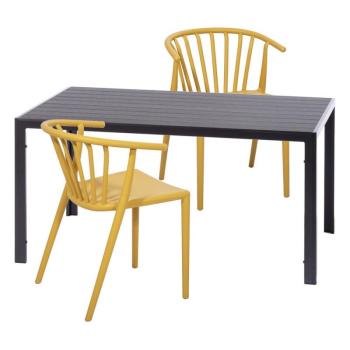 2 db sárga étkezőszék Capri és fekete asztal Viking - Bonami Essentials kép