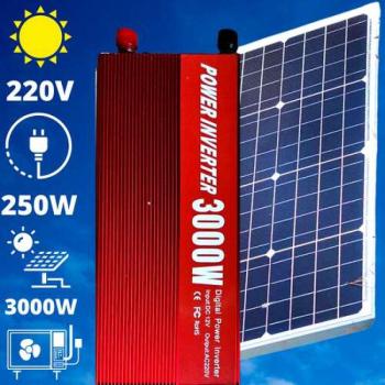 220V/12V napelem rendszer 250W panel 3000W inverter + 60A töltésv... kép