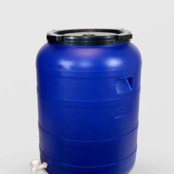 250 literes kanna, csappal és csavaros kupakkal, Sterk, kék műanyag kép