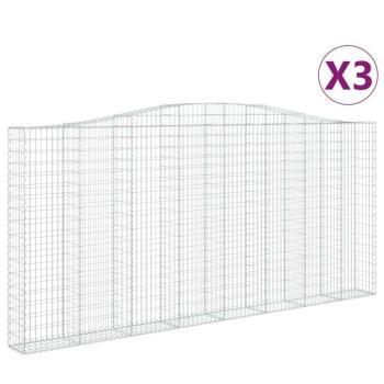 3 db íves horganyzott vas gabion kosár 200x30x180/200 cm kép