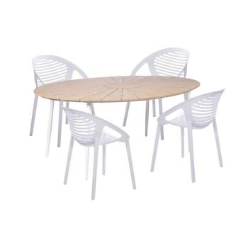 4 db fehér étkezőszék Jaanna és természetes asztal Marienlist - Bonami Essentials kép