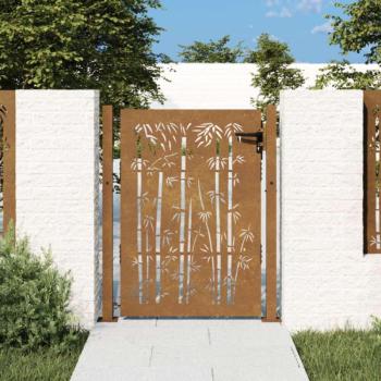 Bambuszmintás corten acél kerti kapu 105 x 155 cm kép