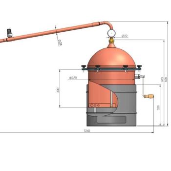 DES pálinkafőző ÚJ 35 L keverővel, csavaros zárással, átfolyós hűtővel kép