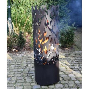 Esschert design flames fekete szénacél tűzdob kép