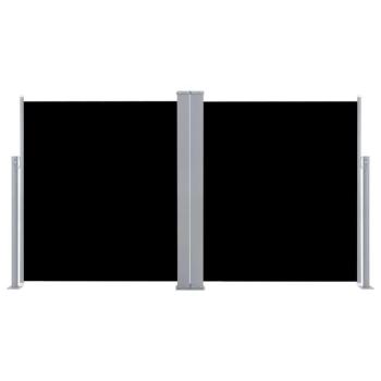 Fekete behúzható dupla oldalsó teraszi napellenző 170 x 600 cm kép