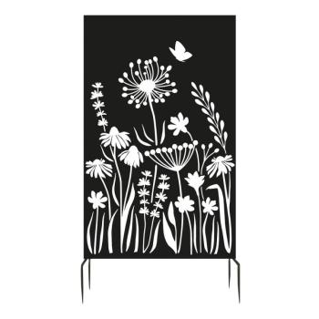 Fekete fém erkély paraván 100x186 cm Flowers – Esschert Design kép