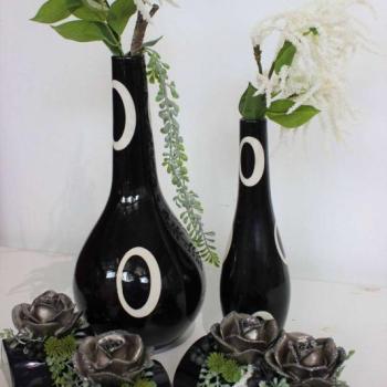 Fekete virágcserép BLACK&amp;amp;WHITE 15cm kép