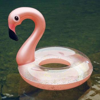 Flamingó formájú, flitteres úszógumi / 90 cm kép