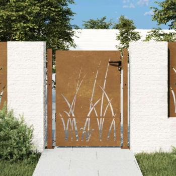 Fűmintás corten acél kerti kapu 105 x 130 cm kép