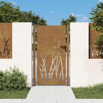 Fűmintás corten acél kerti kapu 105 x 205 cm kép