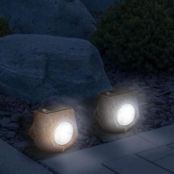 Garden of Eden LED-es kültéri szolárlámpa - szürke / barna kő - h... kép