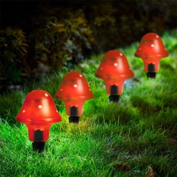 Garden of Eden LED-es szolár gombalámpa - piros - 11 cm (11704A) kép