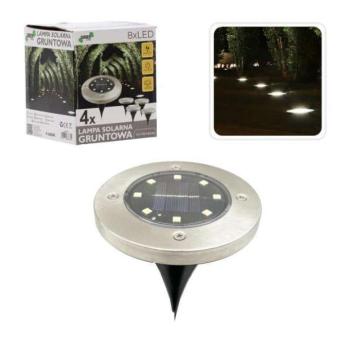 GardenLine 8 LED-es süllyesztett Napelemes Lámpa 11,5cm 4db - ezüst kép