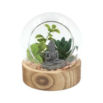 Gömb dekoratív üveg Buddha növény 12cm kép