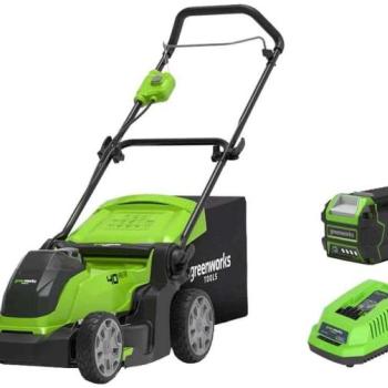 Greenworks G40LM41K4 Akkumulátoros fűgyűjtős fűnyíró, 40V, 41 cm... kép