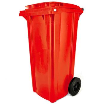 Háztartási kuka 120L-es, piros, kerekes, műanyag, premium - [TM] kép