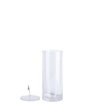 Henger alakú üveg váza, vízbe merülő virágoknak, 30  cm kép