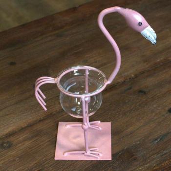 Hidroponikus Dekorációs Kaspó - Rózsaszín Vas Flamingó - 2 kép
