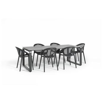 Joanna fekete 6 személyes kerti étkezőszett székekkel és Strong asztallal, 210 x 100 cm - Bonami Selection kép