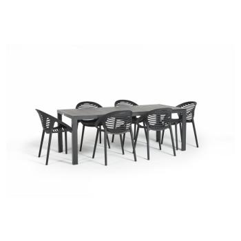 Joanna fekete 6 személyes kerti étkezőszett székekkel és Viking asztallal, 90 x 205 cm - Bonami Selection kép