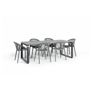 Joanna szürke 6 személyes kerti étkezőszett székekkel és Strong asztallal, 210 x 100 cm - Bonami Selection kép