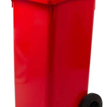 Kerekes szemetes szelektív kuka, piros, 120 liter kép