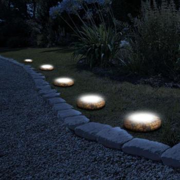 LED-es leszúrható szolár lámpa - köves - melegfehér - 12 x 12 x 2... kép
