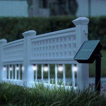 LED-es szolár kerítés - 58 x 36 x 3,5 cm - hidegfehér - 4 darab /... kép