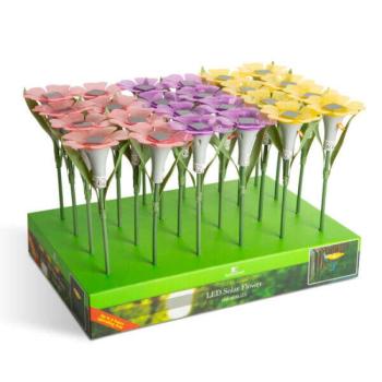 Leszúrható szolár virág - lila - 30 x 10 cm - fehér LED - 1 darab kép