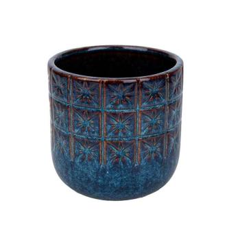 Mosaic kerámia kaspó antikolt kék-barna 12x10,5cm kép