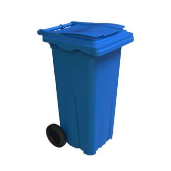 Műanyag szemetes kuka, kommunális hulladékgyűjtő, kék, 120L kép