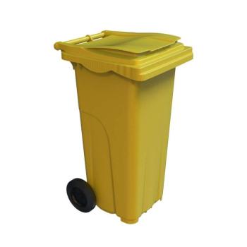 Műanyag szemetes kuka, kommunális hulladékgyűjtő, sárga, 120L kép