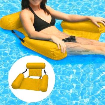Nagyméretű, felfújható úszófotel, medence fotel - citromsárga kép