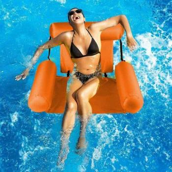 Nagyméretű, felfújható úszófotel, medence fotel - narancssárga kép