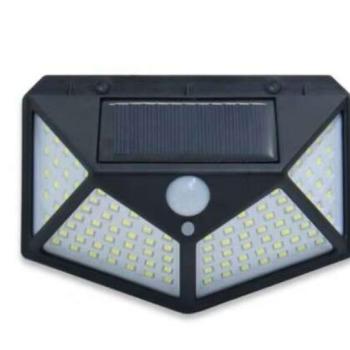 Napelemes, 100 LED-es kültéri fali lámpa, mozgásérzékelővel - MS-740 kép