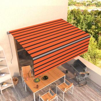 Narancssárga-barna kézzel kihúzható napellenző redőnnyel 4x3 m kép