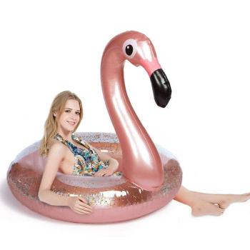 Óriás flamingó formájú, flitteres úszógumi / 120 cm kép