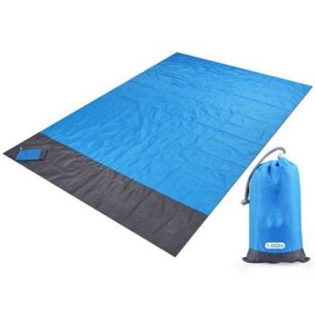 Összehajtható, vízálló strandszőnyeg, piknik takaró - Kék kép