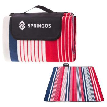 Piknik takaró, csíkos mintás, piros, 200x200 cm, Springos kép