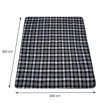 Piknik takaró, kockás mintás, fekete-fehér, 200x200 cm, Springos kép