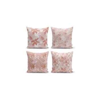 Pink Leaves 4 db-os dekorációs párnahuzat szett, 45 x 45 cm - Minimalist Cushion Covers kép