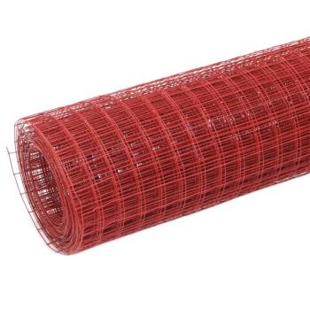 Piros pvc-bevonatú acél csirkeháló drótkerítés 10 x 0,5 m kép