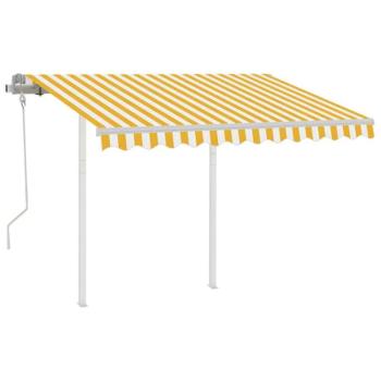 Sárga és fehér kézzel kihúzható napellenző póznákkal 3,5x2,5 m kép