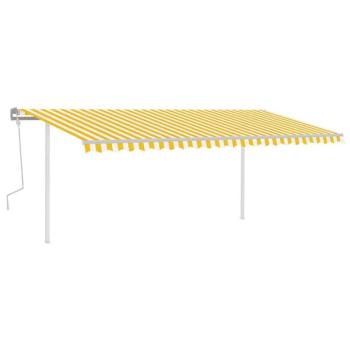 Sárga és fehér kézzel kihúzható napellenző póznákkal 5 x 3,5 m kép