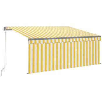 Sárga-fehér manuális kihúzható napellenző redőnnyel 3 x 2,5 m kép