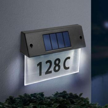 Szolár házszámfény - átlátszó plexi - hidegfehér LED - 18 x 20 cm... kép